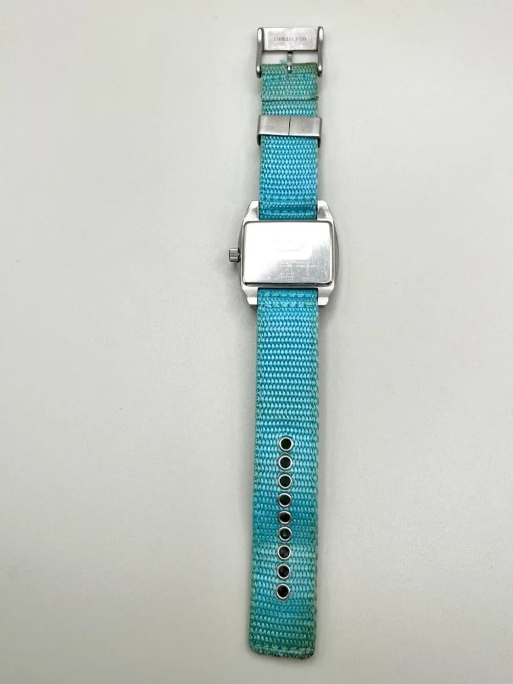Vintage Y2K Diesel DZ-2117 Turquoise Dial Stainless Steel Quartz Watch Analog